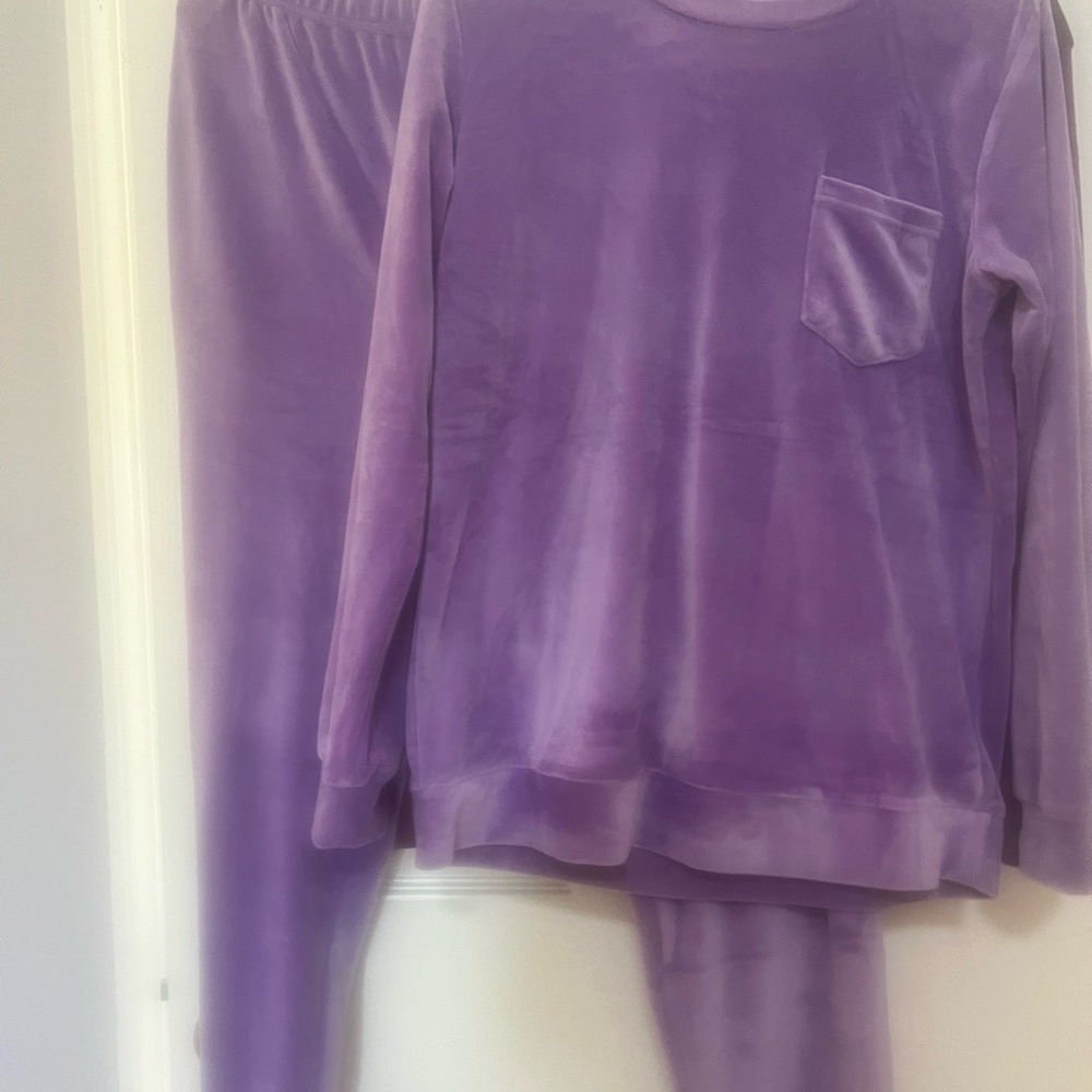 Cozy Purple women's size medium velour jogger set for everyday wear or pj